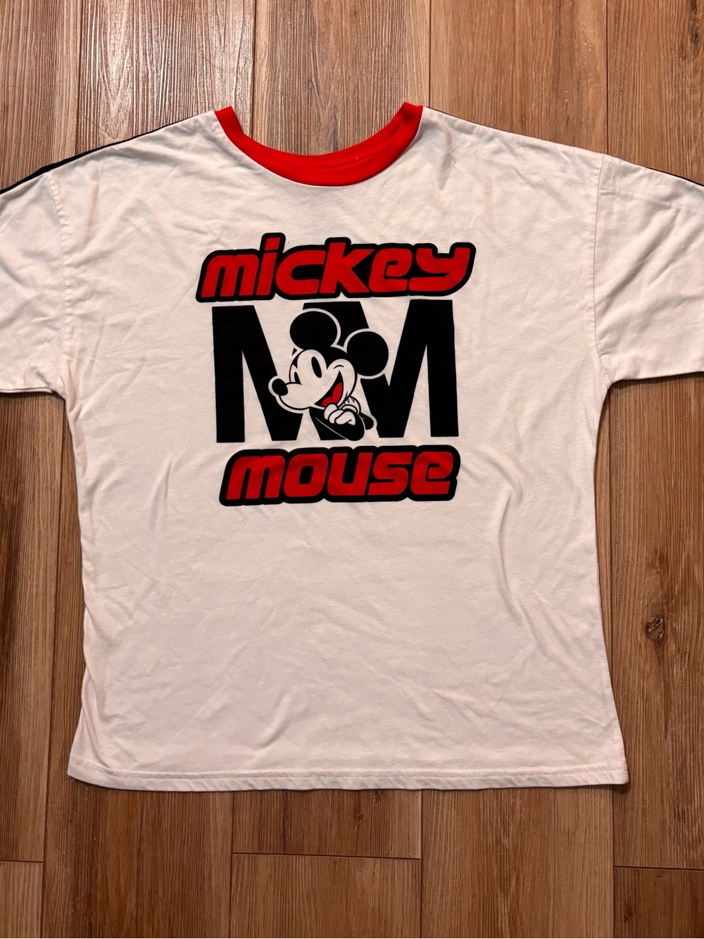 Mickey and Friends Disney Mickey Mouse White/Red Ringer T-Shirt Adult Size S